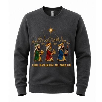 Julesweater med rund hals og motiv af de tre vise mænd