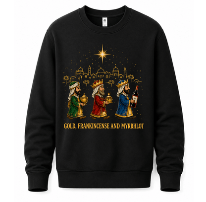 Julesweater med rund hals og motiv af de tre vise mænd