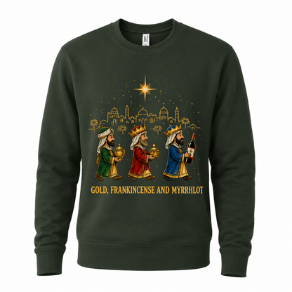 Julesweater med rund hals og motiv af de tre vise mænd