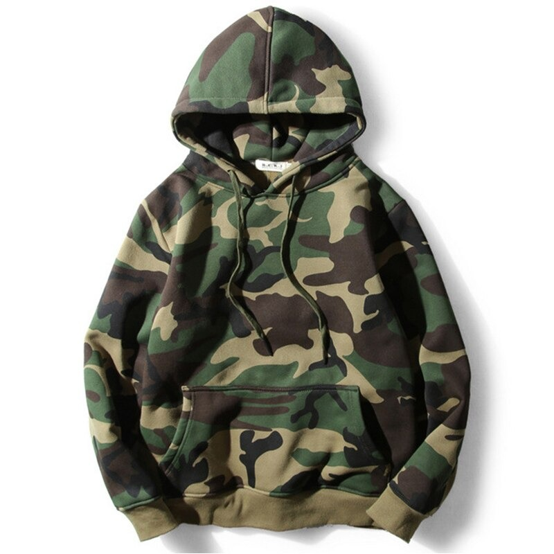 Hoodies mænd med hætte, camouflageprint og kængurulomme