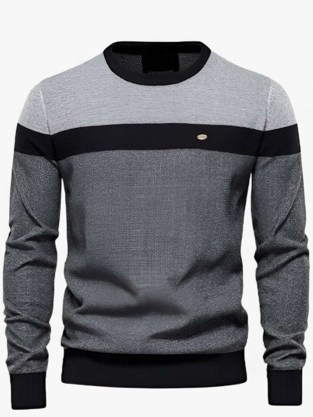 Sweater til mænd med rund hals, farveblok og lange ærmer